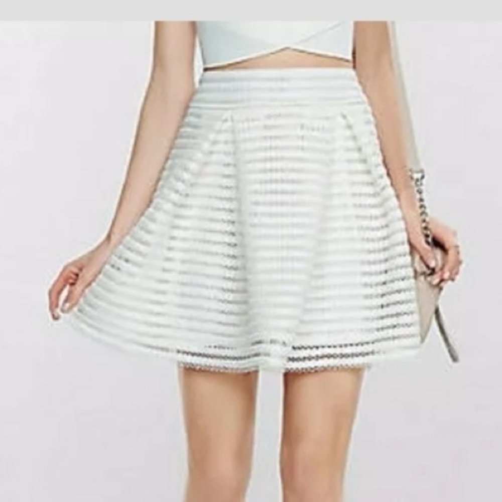 Ginger G Women’s White Pleated Skater Skirt, sz L